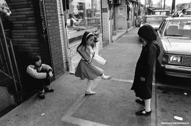 Girls playing hopscotch on Augusta Avenue, 1981. - Photo courtesy: Vincenzo Pietropaolo