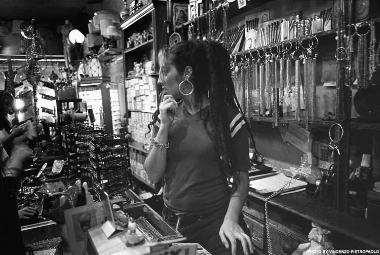Rayne behind the counter at Courage My Love, a funky store on Kensington Avenue, 2002. - Photo courtesy: Vincenzo Pietropaolo