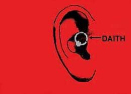 This is a picture depicting the daith piercing. It is located right above the ear canal on the cartilliage of the inside of the ear, right above the ear canal. 